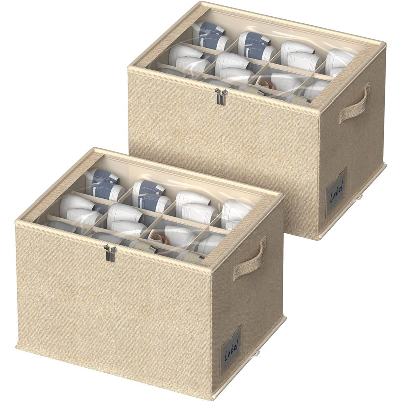 Ensemble de 2 range-chaussures pour garde-robe beige