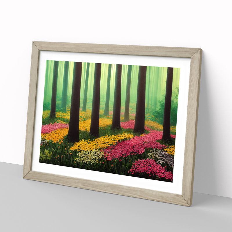 An Alluring Spring Forest - Single Picture Frame Print, Oak, 46cm H x 64cm W x 2cm D