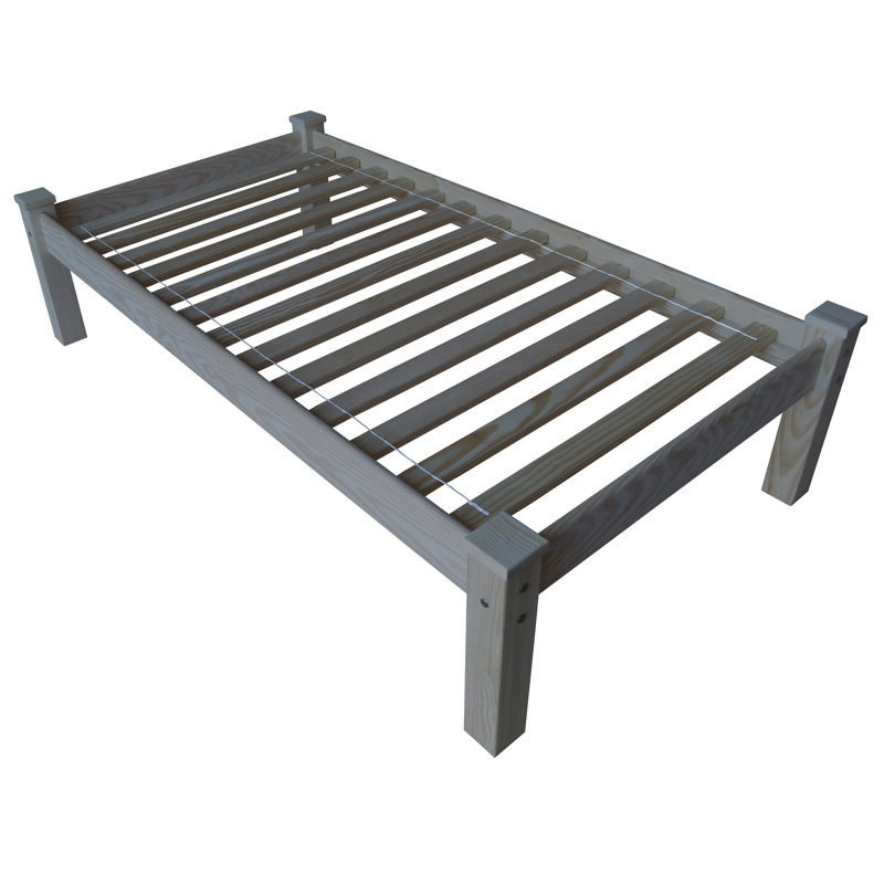 Base de lit en bois massif Anaaya, Simple, Gris