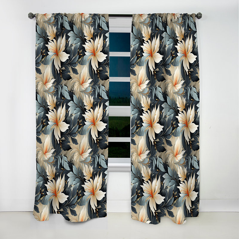 Motif tropical II - rideau floral - rideau occultant - 1 panneau, L 52 po x L 120 po