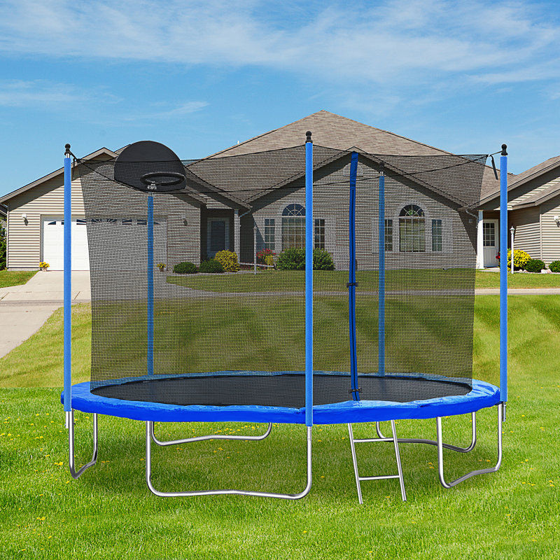 Ceballos 12' Foldable Oval Toddler Trampoline with Handlebar