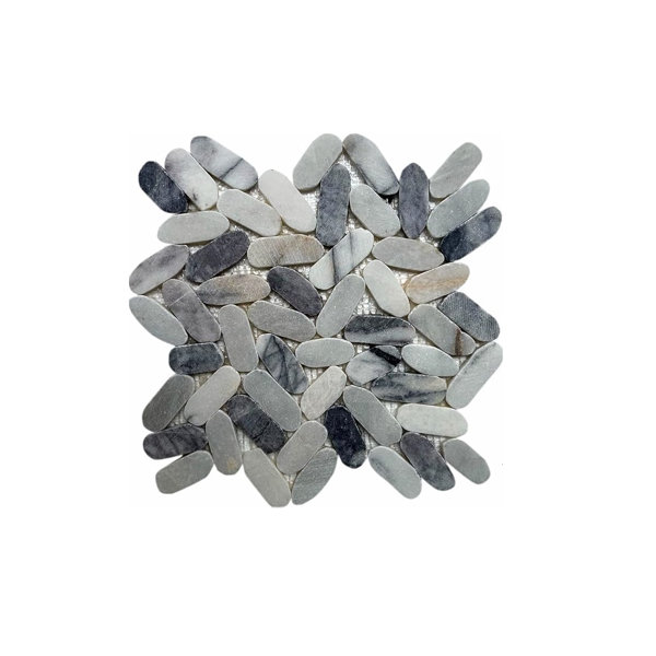 CNK Tile Milas Lilac Sliced Oval Ellipse Pebble Tile - 12" X 12" Polished Natural Stone For Bathroom Kitchen Backsplash Feature Walls And Flooring - Durable Stylish Easy Maintenance - Pack Of 1