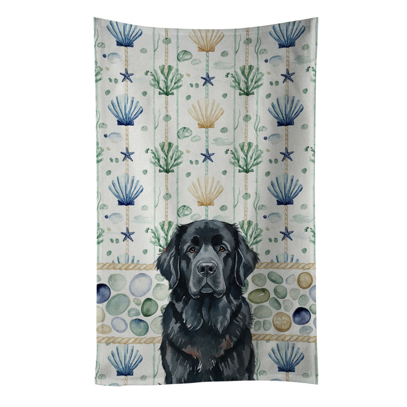 Black Newfoundland Coastal Sea Glass Kitchen Towel, Black Newfoundland
