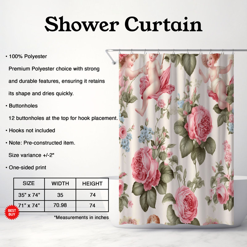 Vintage Affection - rideau de douche Premium 113, H 74 po x l 71 po