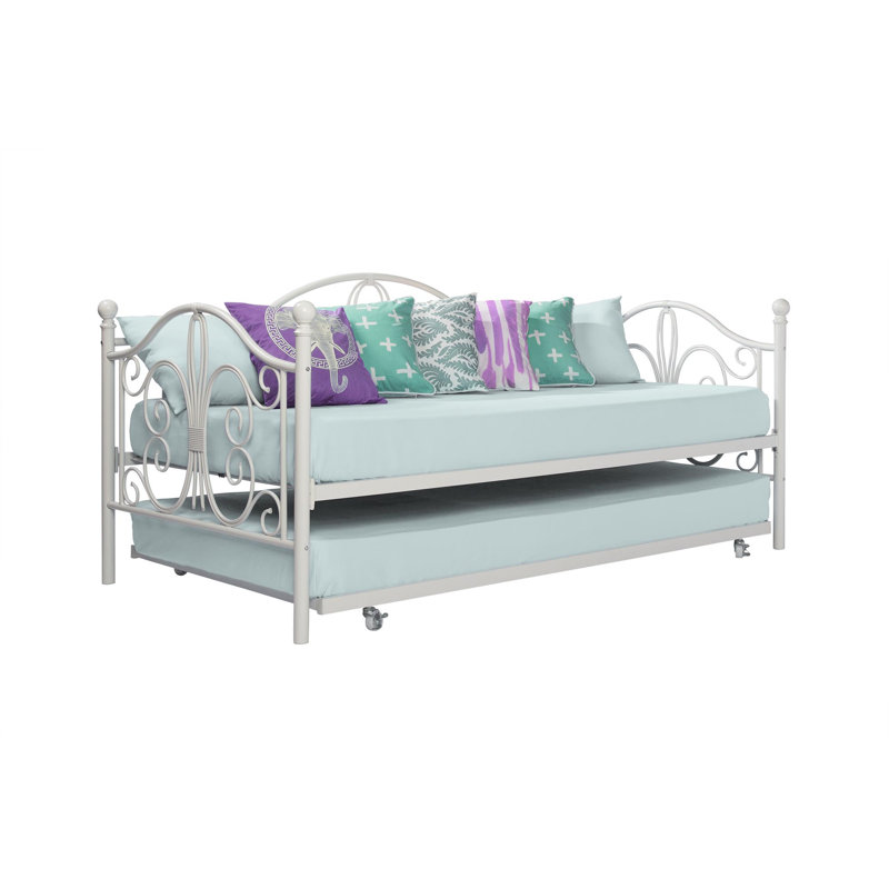 Lit de jour avec couchette Pattonsburg, Lit double, Blanc