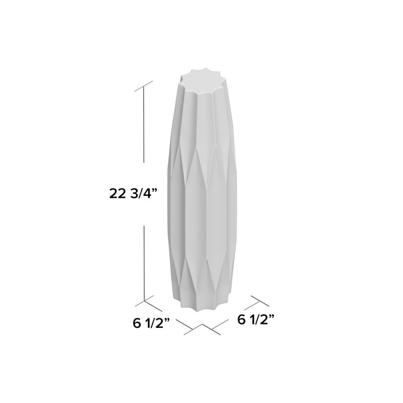 Vase de plancher d’intérieur en céramique merrionette, H 22,75 po x l 6,5 po x 6,5 po, Blanc