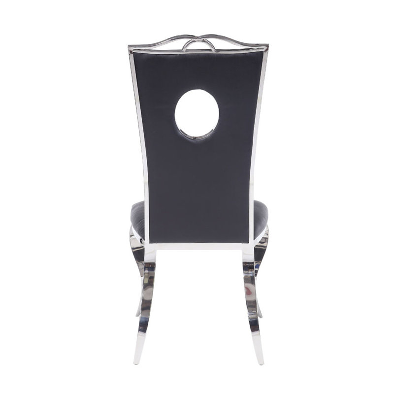 Chaise d'appoint moderne 43 po en acier inoxydable noir (ensemble de 2)