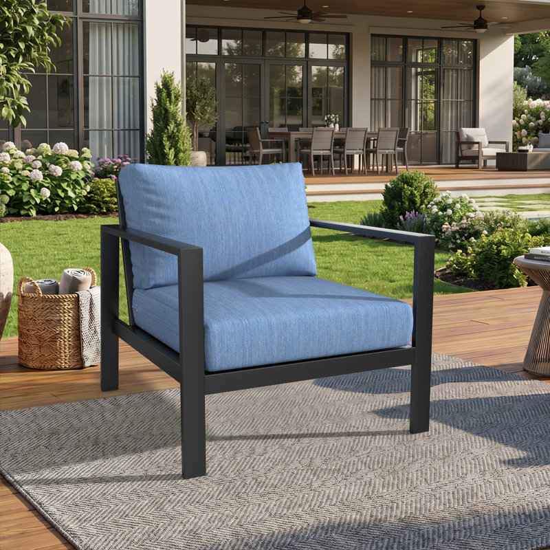 Amala Sunbrella® Outdoor Deep Seating Cushion, Sunbrella® Cast Ocean Plainweave, 28.5" W x 28.5" D