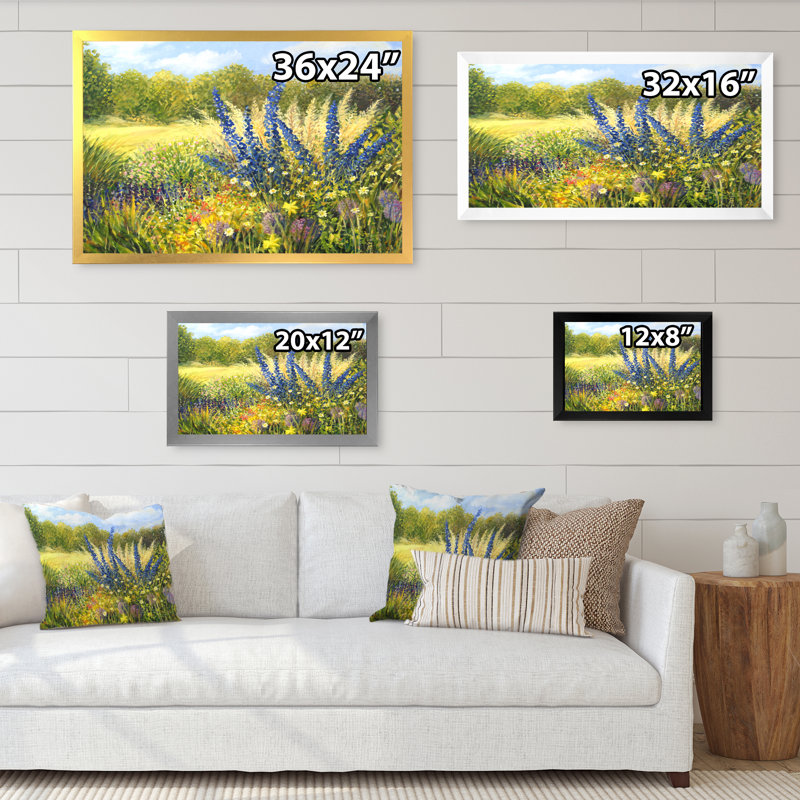 Fleurs sauvages - reproduction de cadre flottant sur toile, Cadre d'angle fermé noir, H 8 po x l 12 po x P 1 po