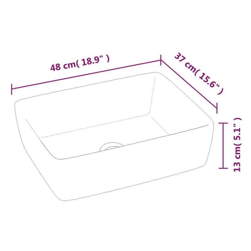 Belfry Bathroom Radu Ceramic Rectangular Sink, White, 13cm H x 48cm W x 37cm D