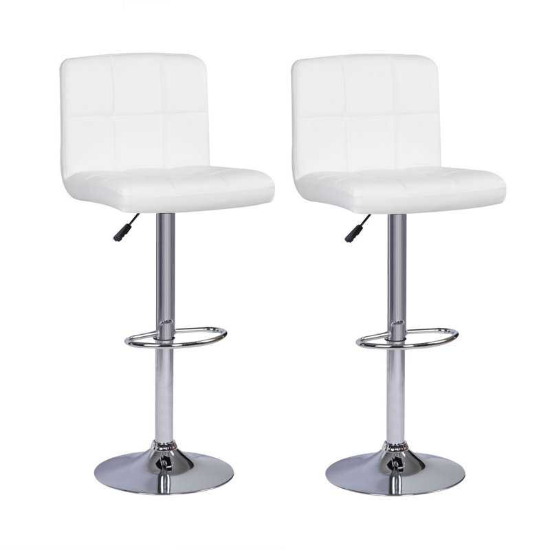 Tabourets de bar pivotants et réglables en hauteur, Blanc