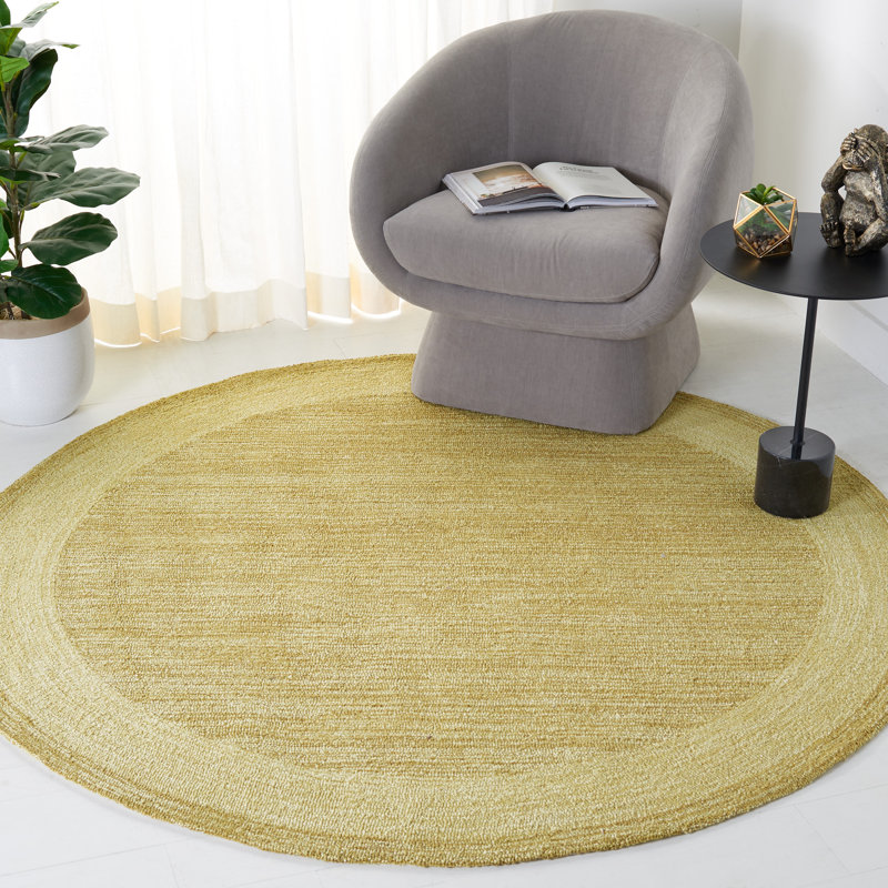 Taran Hand-Hooked Green Area Rug, Round 8'