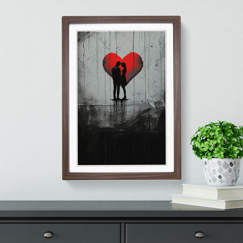 Lovers Minimalism No.2 - Single Picture Frame Print on Wood, Walnut Framed, 64cm H x 46cm W x 2cm D