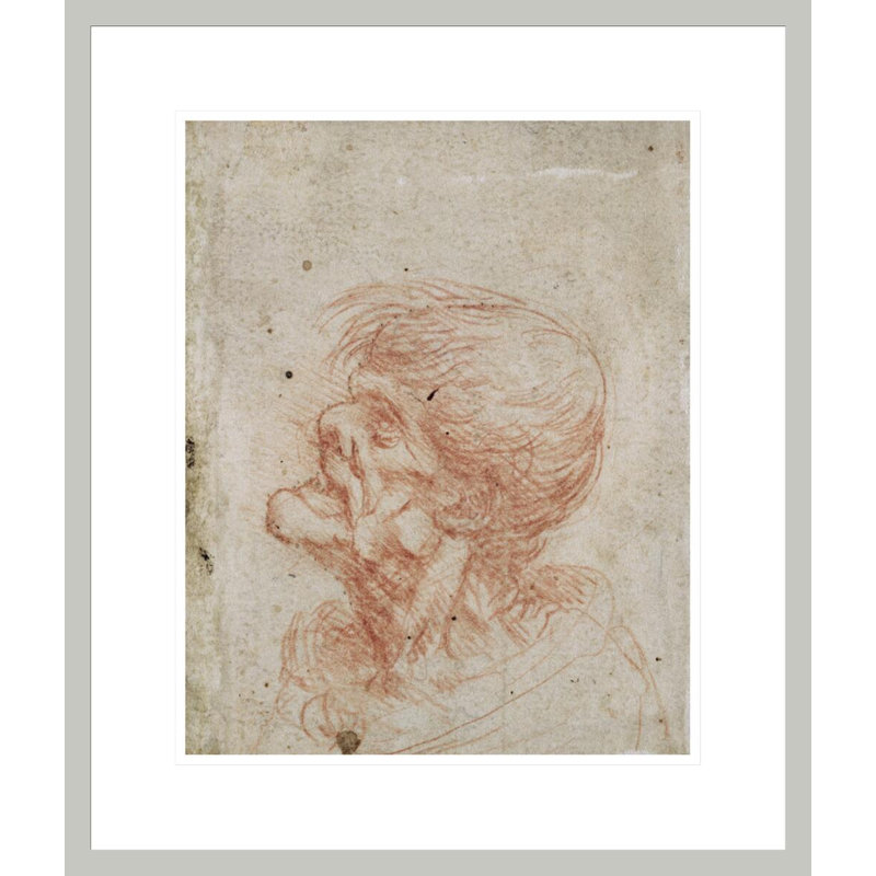 Caricature Head Study of a Old Man par Leonardo Da Vinci, impression giclée sur cadre, H 20,84 po x l 17,75 po