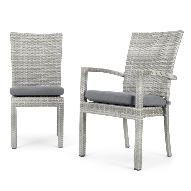 Cannes 9 Piece Dining Set with Cushions, Gray Frame/Stone Gray Canvas Cushion