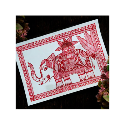 Elephant With Kalash | Nib Pen And Acrylic On Paper | By Shrutee Bhave