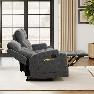 Canapé confortable inclinable manuel en microsuède de 79,13 po Bernardete