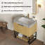 Meuble-lavabo autoportant en contreplaqué rayé pré-assemblé avec lavabo, tiroir et tablette ouverte-828234629-828234628-828234631