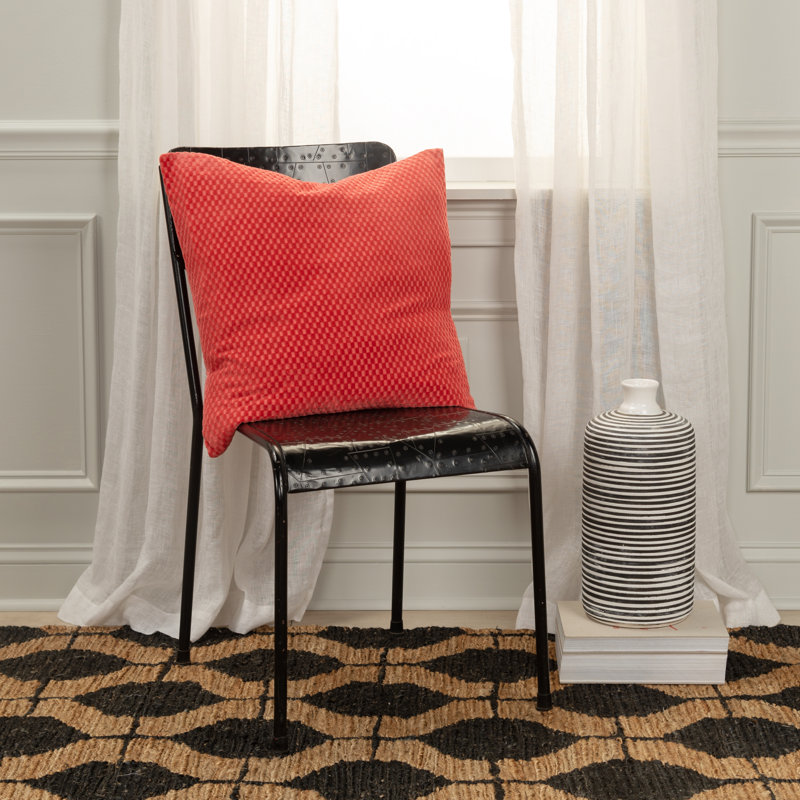 Zoya Textured Cotton Throw Pillow, Red