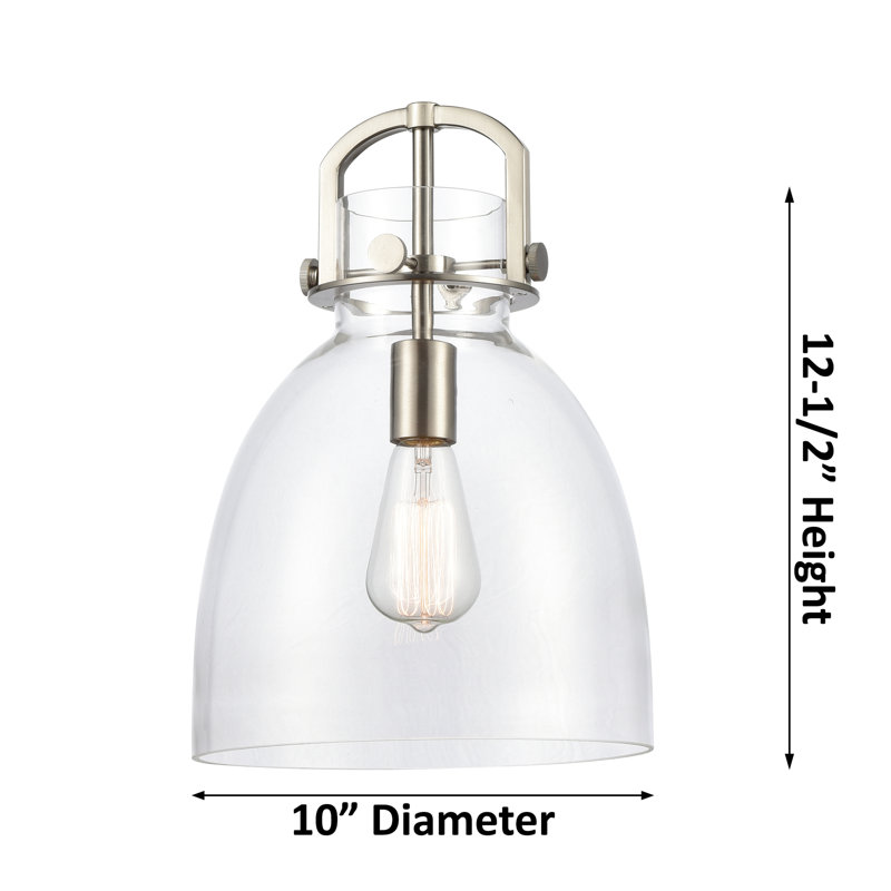 Luminaire suspendu à 1 lumière Badgett, Laiton brossé, Clair