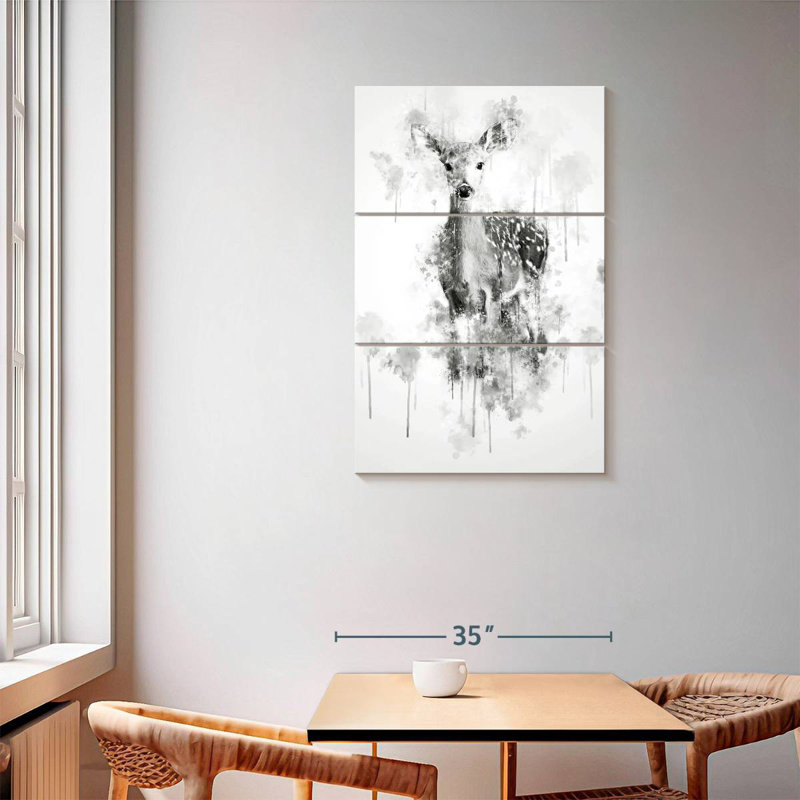 Brampt Deer Black And White, 57" H x 36" W