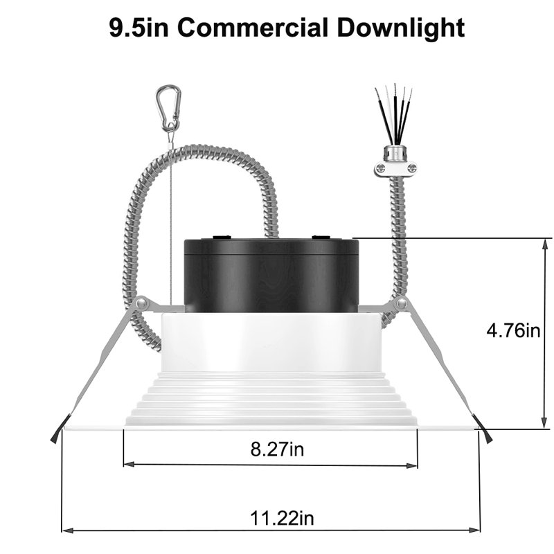 Éclairage encastré commercial à DEL de 9,5 po de 40 W / 30 W / 20 W 5CCT 120 à 347 V à intensité variable