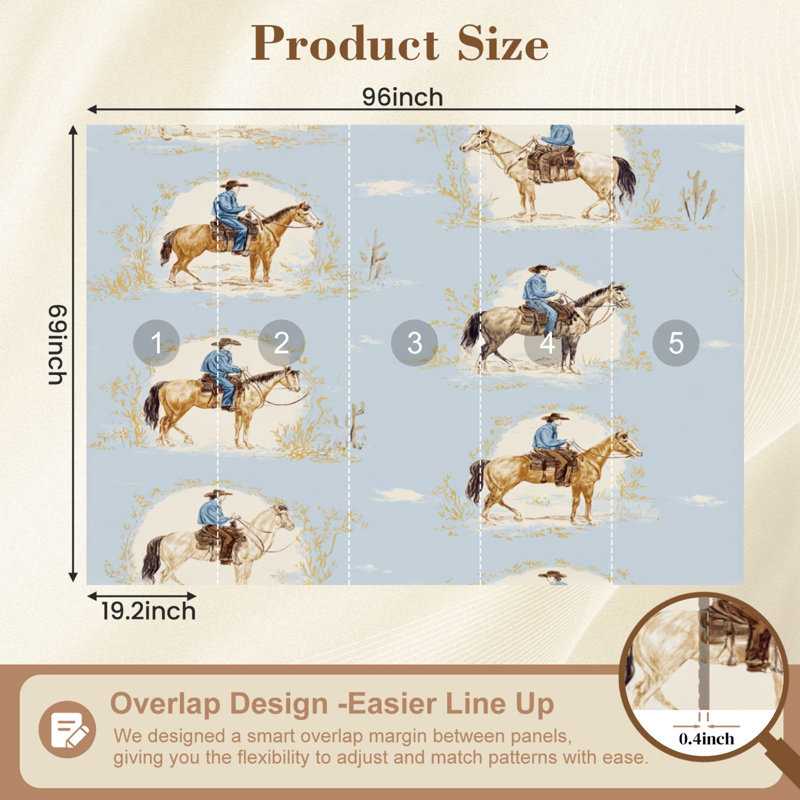 Papier peint auto-adhésif Cowboy Rider Horse, L 96 po x l 69 po