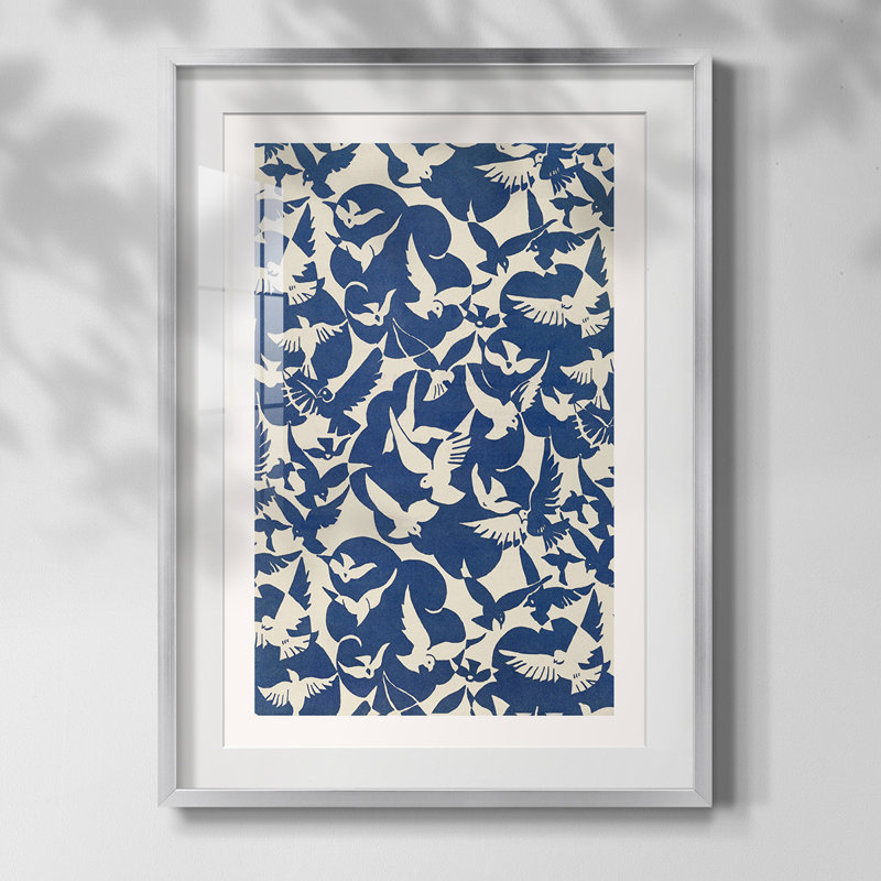 «Vintage Abstract Print», reproduction encadrée, Argent