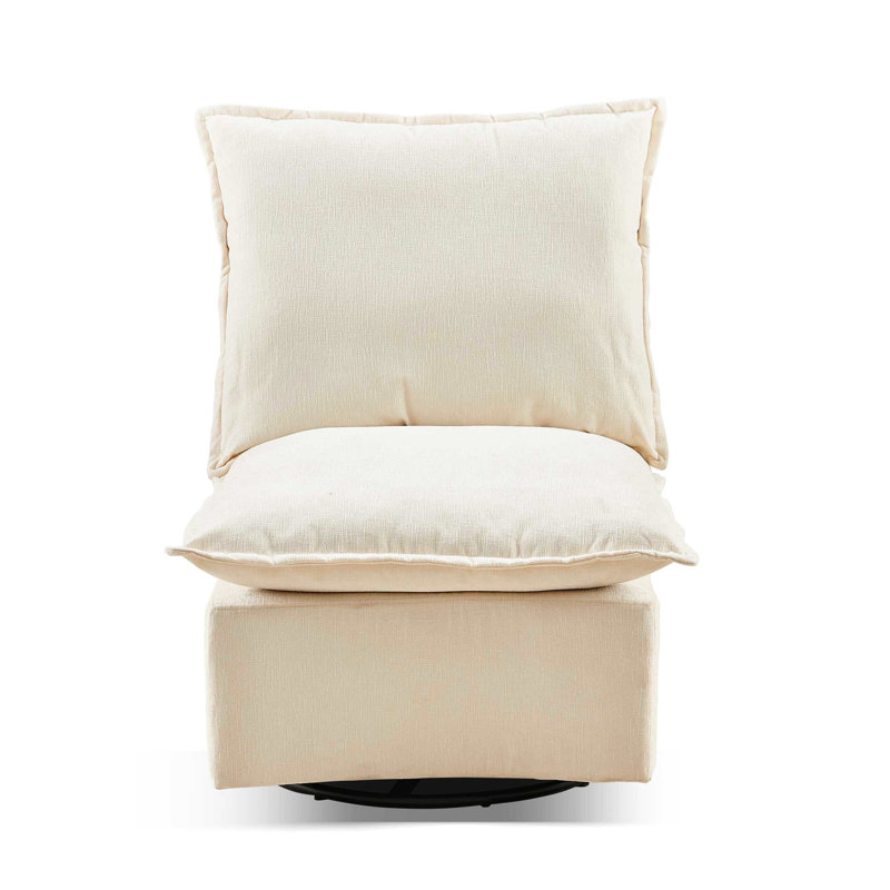 Chaise pivotante en chenille 360 rembourrée de mousse pour un confort maximal, Blanc cassé