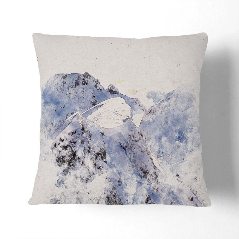 Snow Topped Mountains Square Throw Cushion, Black, 40cm H x 40cm W x 15cm D