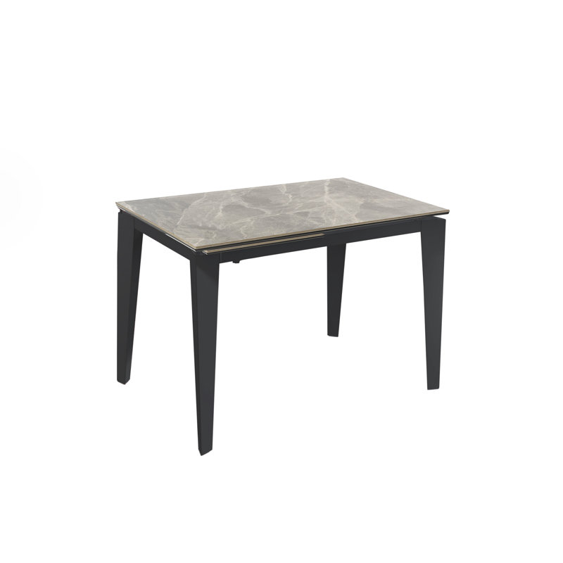 Brinton Extendable Glass Top Metal Base Dining Table