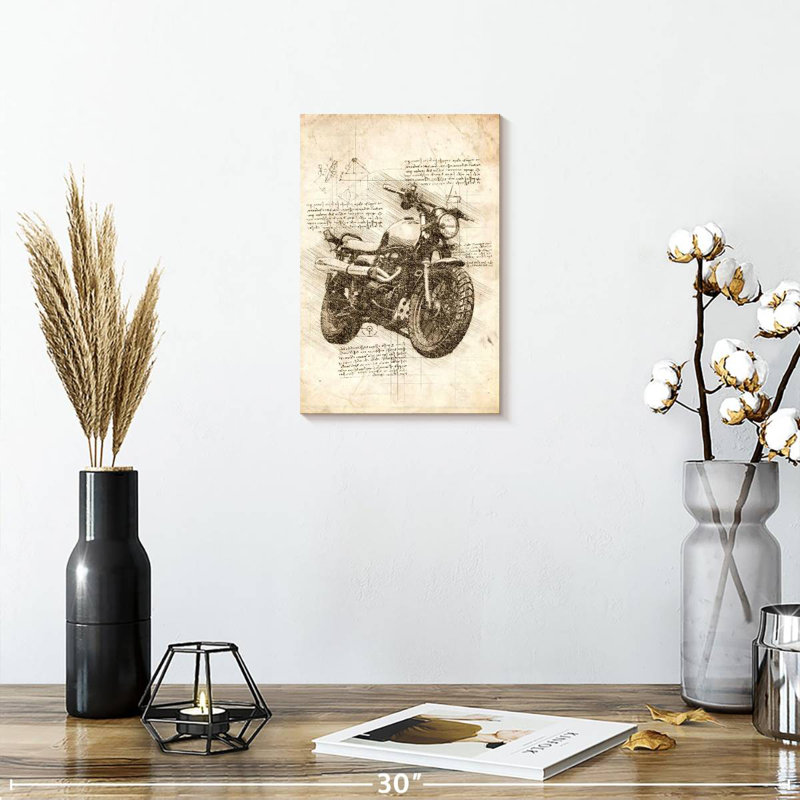 Laelle Old Motorcycle Sepia, 12" H x 8" W