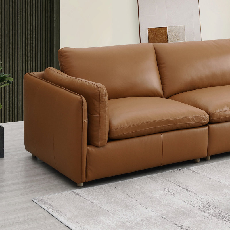 Canapé modulaire en cuir fleur 5 pièces