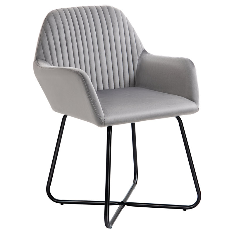 HOMCOM Modern Accent Chair Velvet-Touch Fabric Armchair, Grey