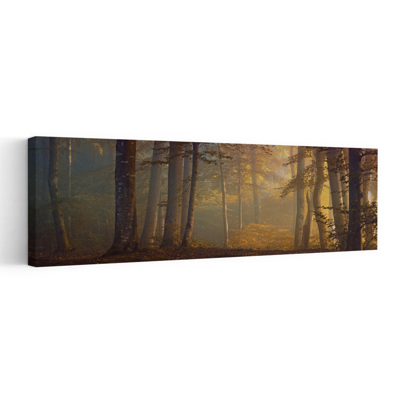 «Misty Autumn Forest Ethereal Peaceful Serene Autumn Forest», art mural, H 60 po x l 20 po