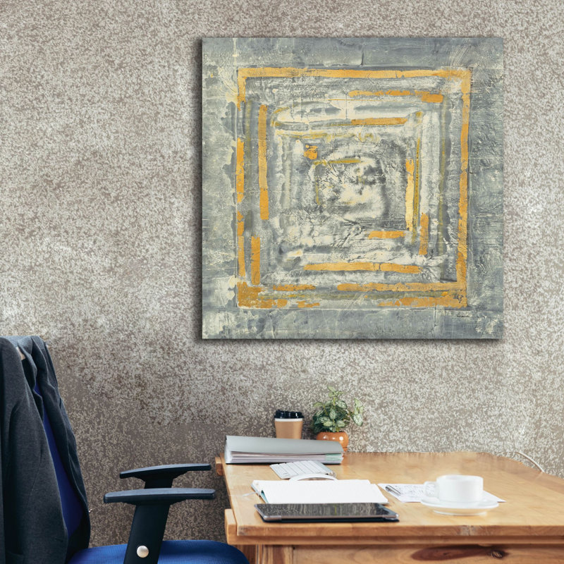«Gold Tapisserie I Gold And White» par Albena Hristova, art mural sur toile, H 37 po x l 37 po x P 1,5 po