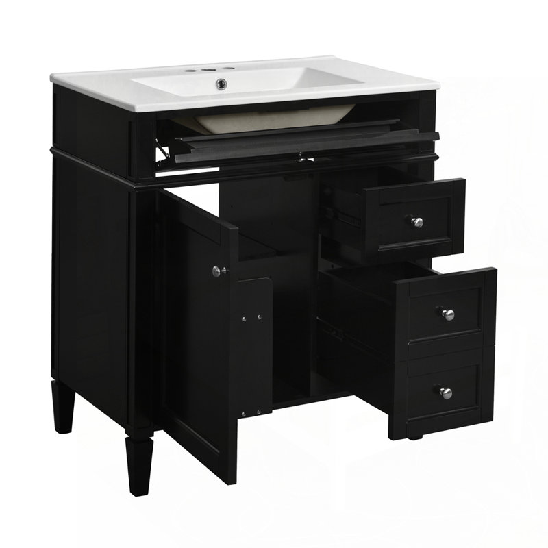 Meuble-lavabo moderne avec rangement abondant et design élégant, Noir