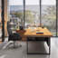 Bureaux en bois massif en forme de L jaune clair-108304462-108304460