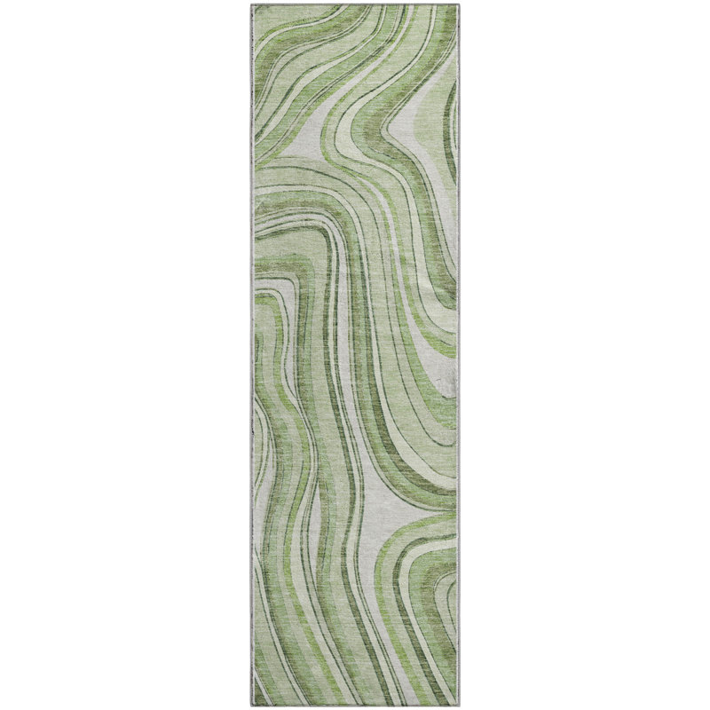Premium Machine Washable Prisco Aloe Rug, Runner 2'3" x 7'6"