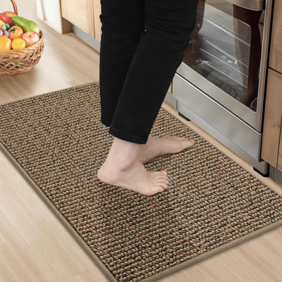 Kitchen Rugs 20"X32", Non-Slip Kitchen Mats For Floor, Super Absorbent And Stain Resistant Kitchen Rugs, Machine Washable Rugs For Kitchen, Hallway, Laundry & Sink, Taupe