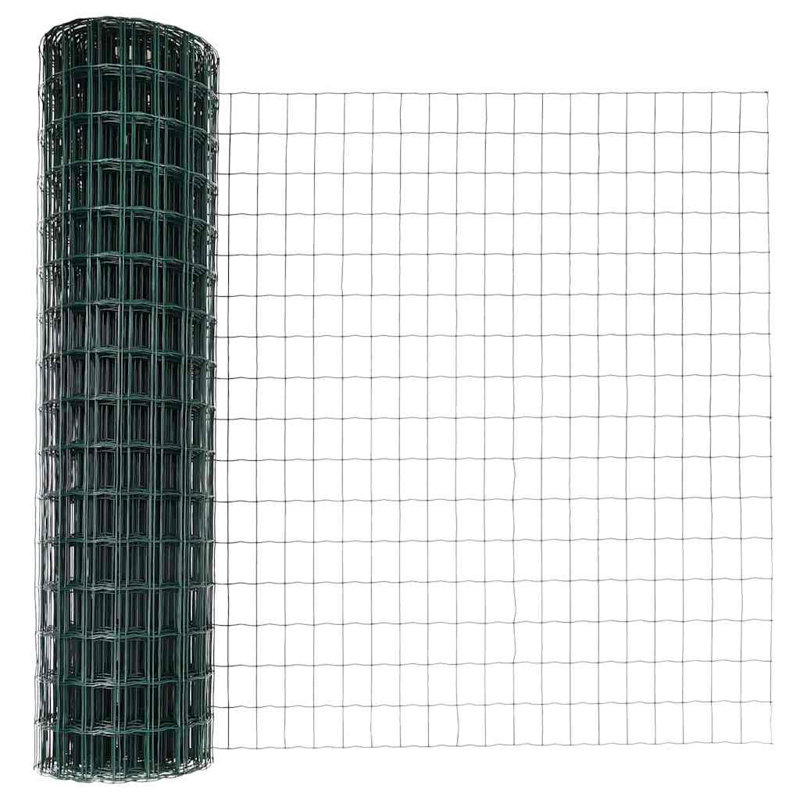 Vidaxl Fence With Posts Steel, Green, 100cm H x 1000cm W x 3.2cm D