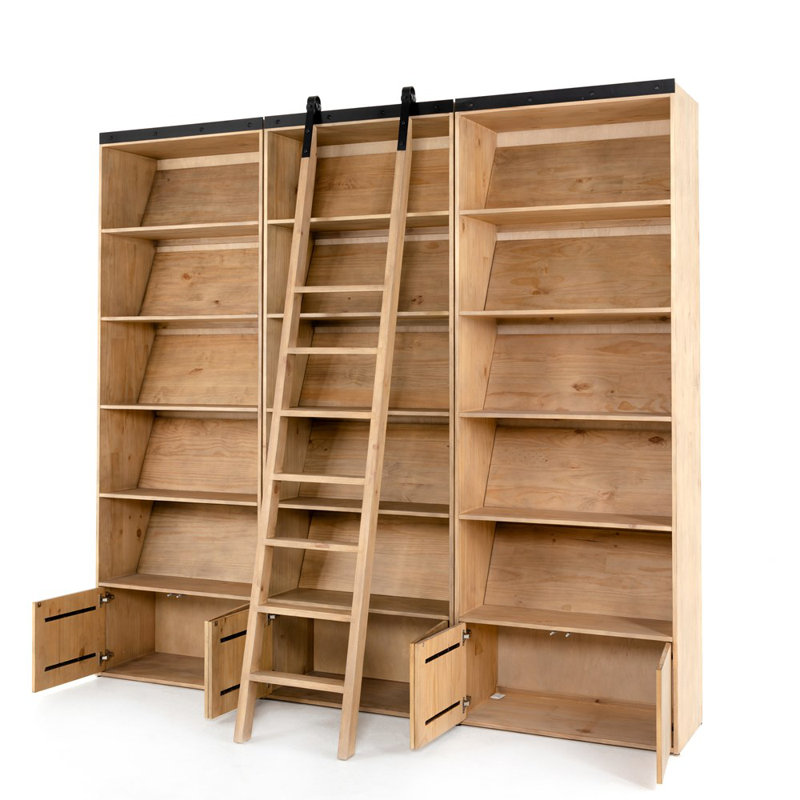 Bane Solid Wood Bookcase, Smoked Pine