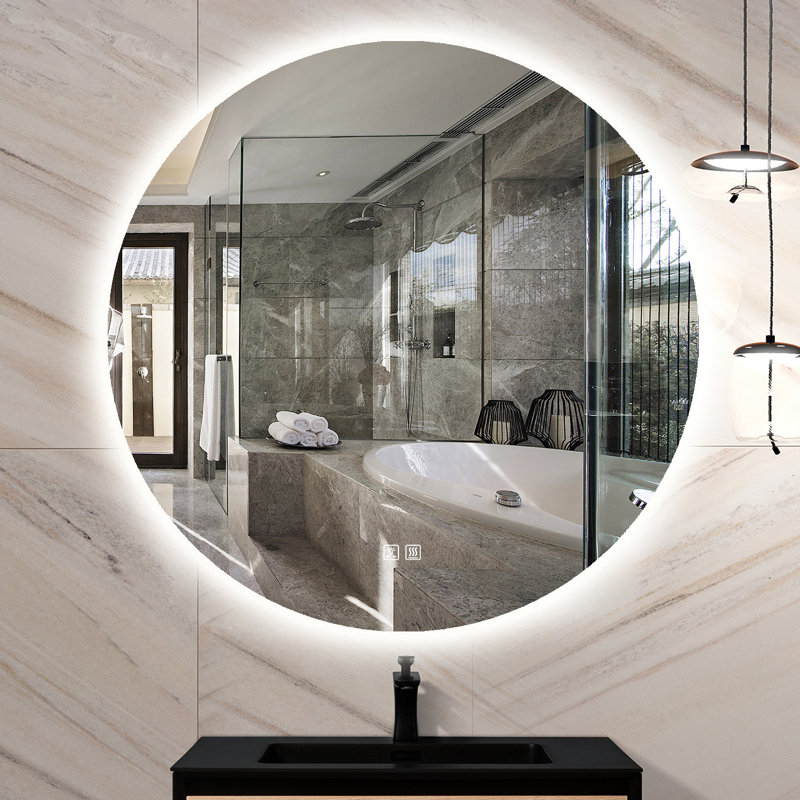 Miroir de salle de bain mural rond Naliyah Altus, 36 po x 36 po