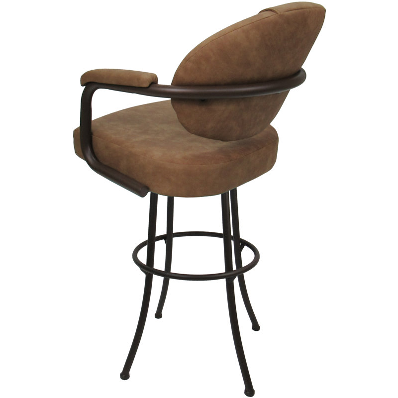 Tabouret de comptoir pivotant rembourré avec structure en métal Gurtejveer, Brun