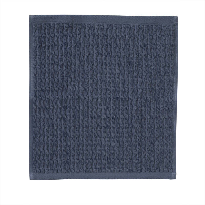 Kyng Cotton Midweight Jacquard Washcloth, Denim Blue