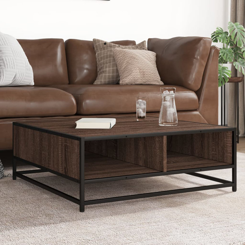 Coffee Table with Storage, Brown Oak, 30" H x 80" L x 80" W