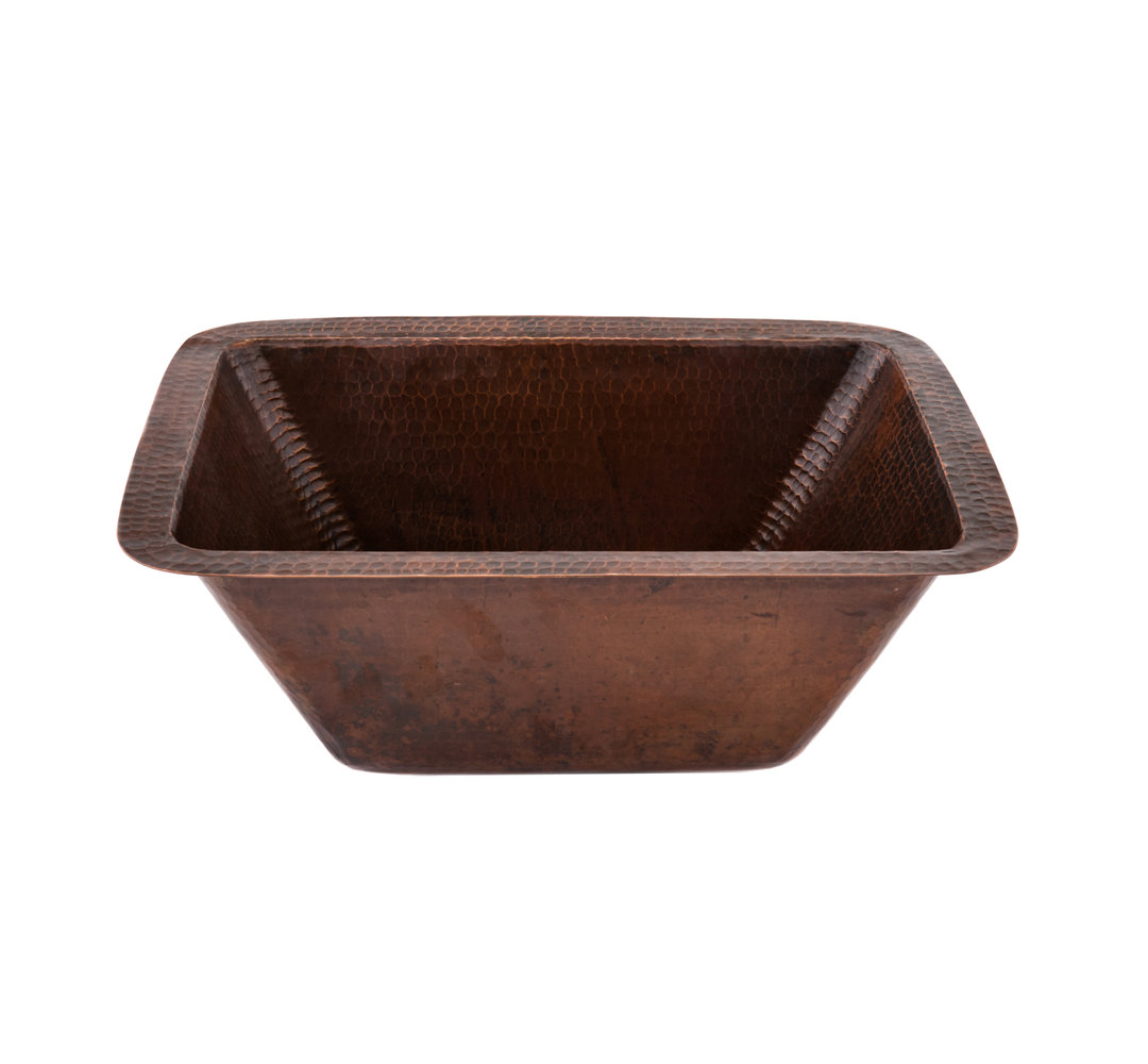 17" Rectangle Copper Prep Sink w/ 3.5" Drain Opening Premier Copper Products