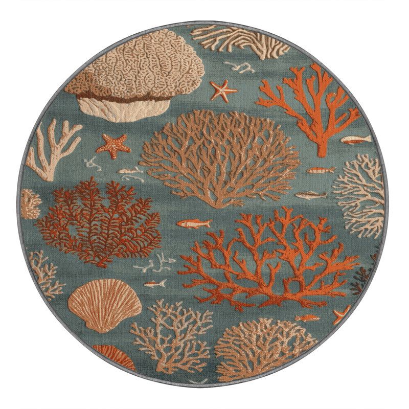 Tapis brun lavable à la machine, Rond 7 pi