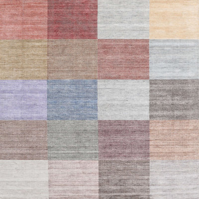Tapis gris/rose/rouge contemporain