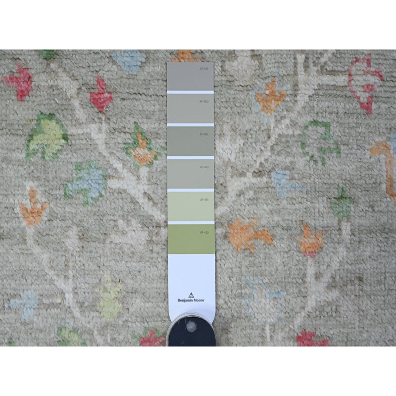 Tapis oriental rectangulaire en laine vert noué à la main 3 pi 1 po x 4 pi 11 po - MOA10289517